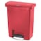 Rubbermaid Commercial Slim Jim Resin Step-On Container, Front Step Style, 8 gal, Red 1883564 - alternate 1